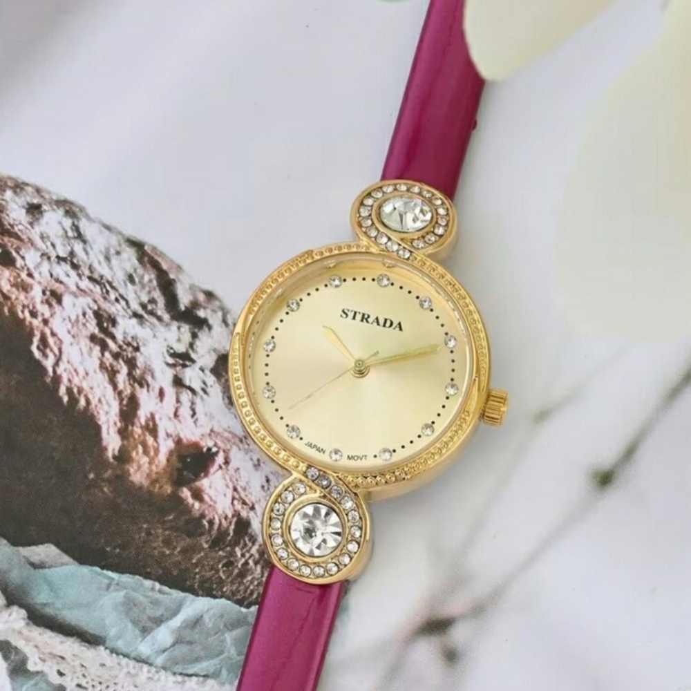 Strada Austrian Crystal Japanese Movement Infinity Watch in Goldtone - Picture 3 of 5
